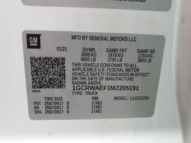 2021 CHEVROLET SILVERADO - 1GCRWAEF1MZ205191