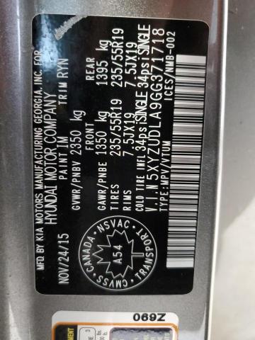 2016 HYUNDAI SANTA FE S - 5XYZUDLA9GG371718