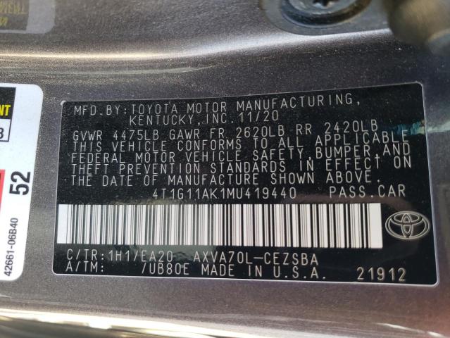 2021 TOYOTA CAMRY SE - 4T1G11AK1MU419440