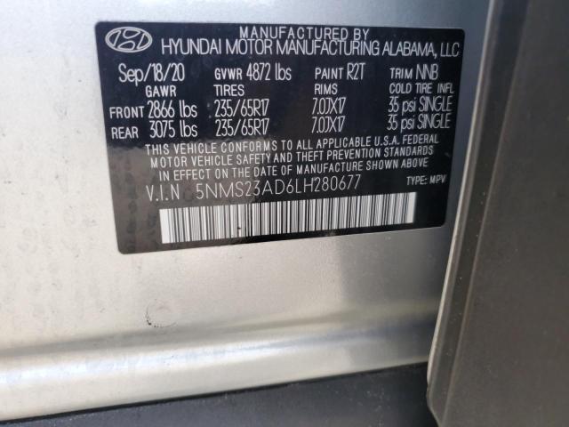 VIN 5NMS23AD6LH280677 2020 Hyundai Santa Fe, SE no.14