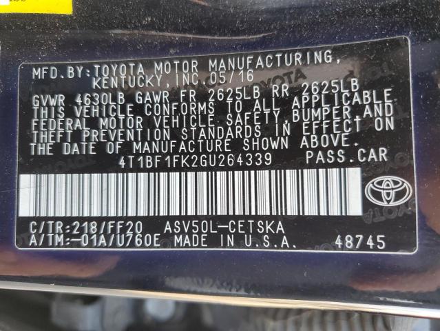 VIN 4T1BF1FK2GU264339 2016 Toyota Camry, LE no.13