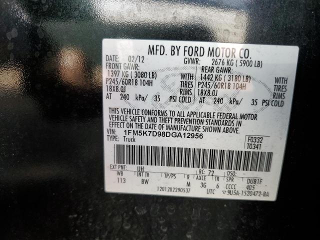 VIN 1FM5K7D98DGA12956 2013 Ford Explorer, Xlt no.13