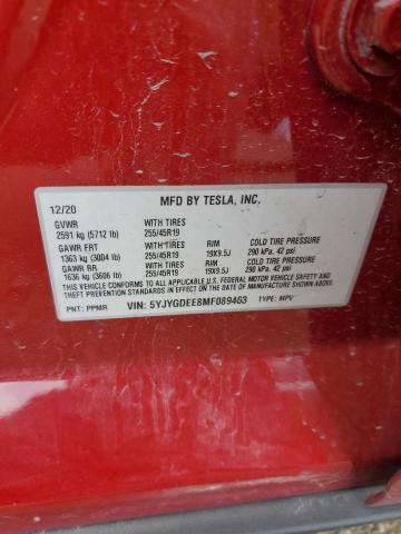 2021 TESLA MODEL Y - 5YJYGDEE8MF089463