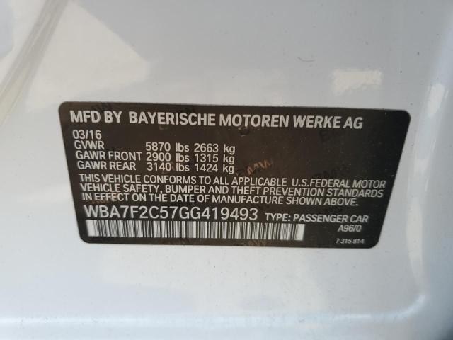 VIN WBA7F2C57GG419493 2016 BMW 7 Series, 750 XI no.12