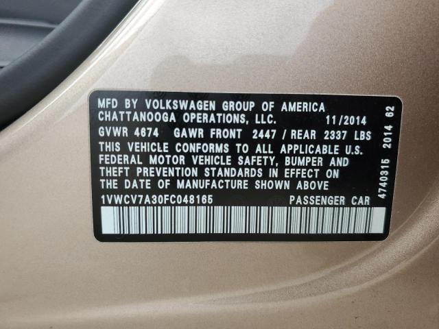 2015 VOLKSWAGEN PASSAT SEL - 1VWCV7A30FC048165