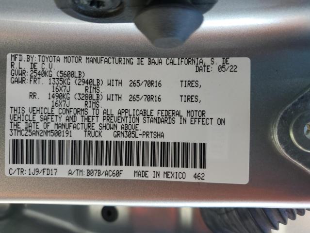 VIN 3TMCZ5AN2NM500191 2022 Toyota Tacoma, Double Cab no.12