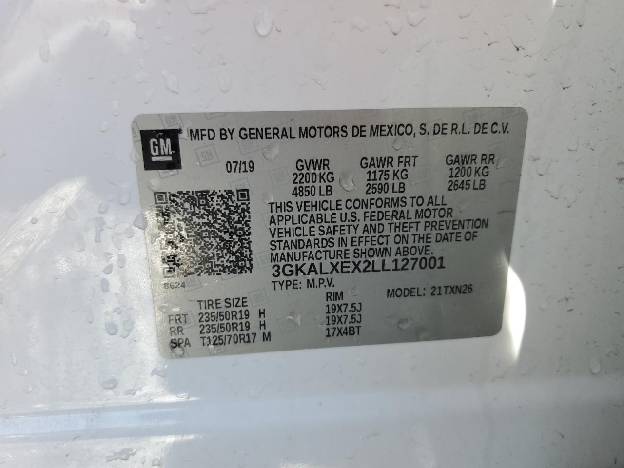 Lot #2905130018 2020 GMC TERRAIN DE