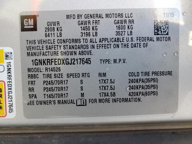 2016 CHEVROLET TRAVERSE L - 1GNKRFEDXGJ217645