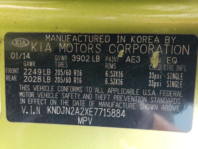 VIN KNDJN2A2XE7715884 2014 KIA Soul no.12