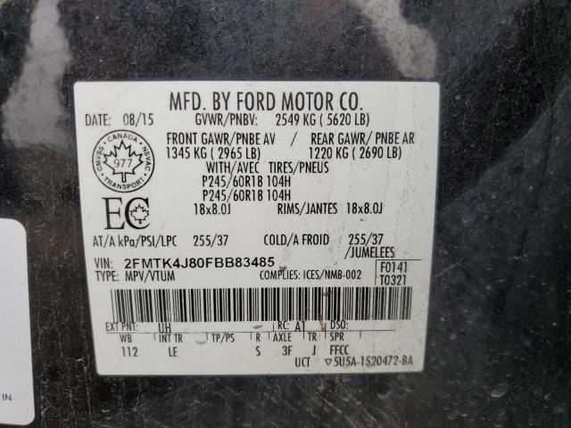 VIN 2FMTK4J80FBB83485 2015 Ford Edge, Sel no.13