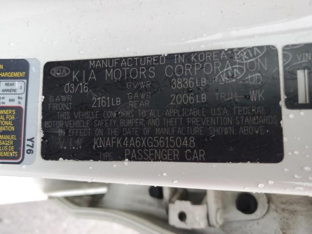 VIN KNAFK4A6XG5615048 2016 KIA Forte, LX no.12