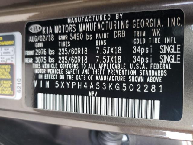 2019 KIA SORENTO EX - 5XYPH4A53KG502281