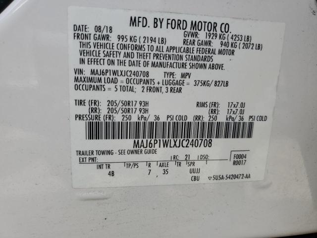 2018 FORD ECOSPORT T - MAJ6P1WLXJC240708
