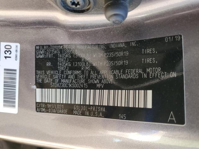 2019 TOYOTA SIENNA SE 5TDXZ3DC1KS002415