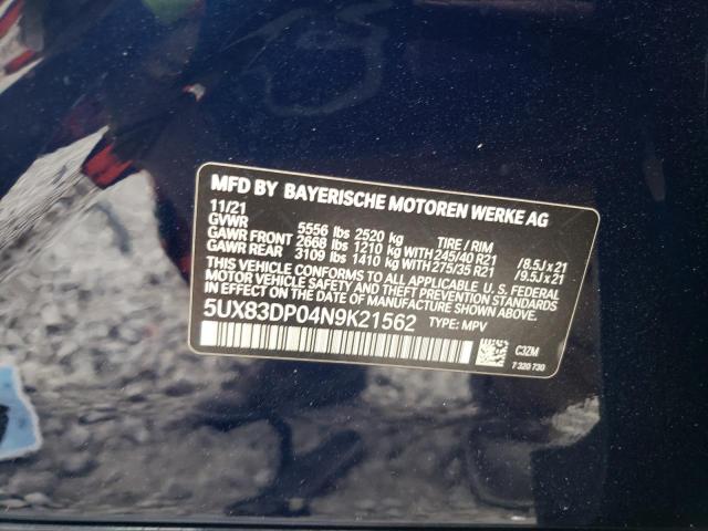 2022 BMW X3 M40I 5UX83DP04N9K21562