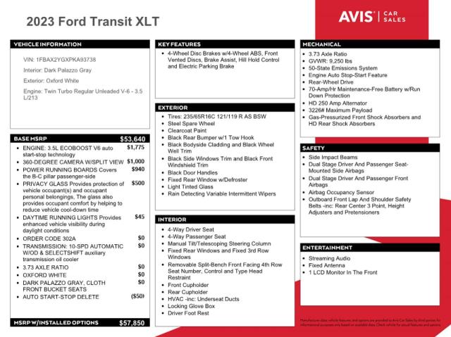 2023 FORD TRANSIT T- 1FBAX2YGXPKA93738  70307404