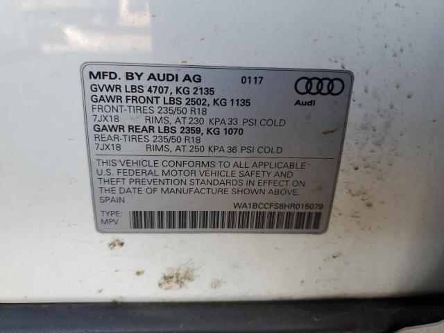 VIN WA1BCCFS8HR015079 2017 Audi Q3, Premium no.14