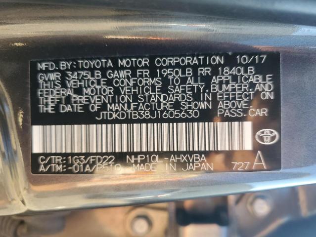 VIN JTDKDTB38J1605630 2018 Toyota Prius no.12