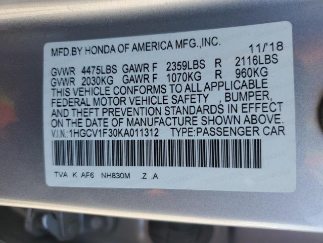 2019 HONDA ACCORD SPO - 1HGCV1F30KA011312