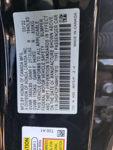 2022 HONDA CIVIC SPOR - 2HGFE2F54NH577810