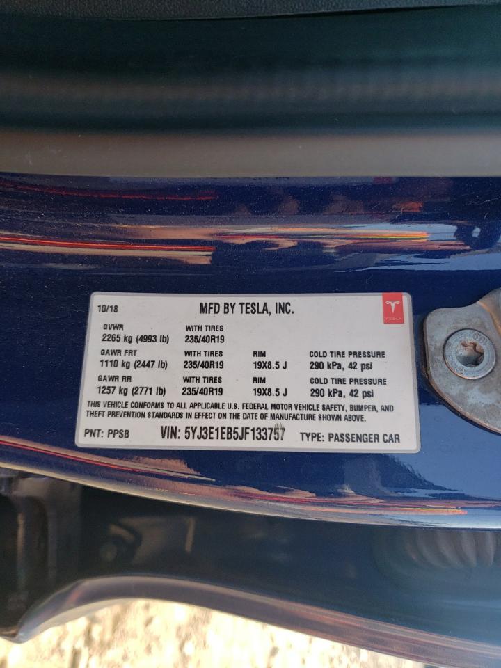 Lot #3033357823 2018 TESLA MODEL 3