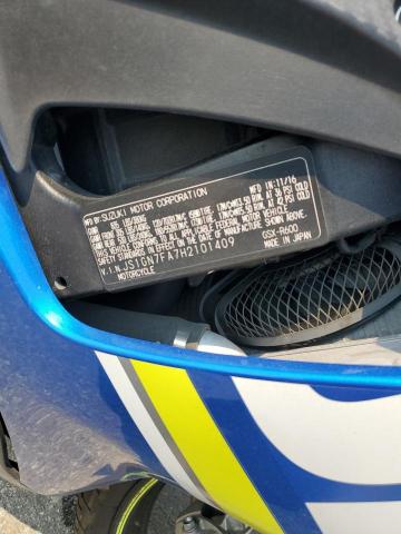 2017 SUZUKI GSX-R600 JS1GN7FA7H2101409