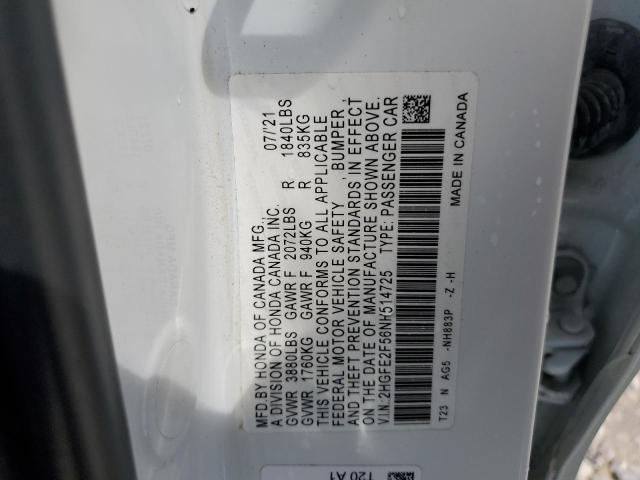 2022 HONDA CIVIC SPOR - 2HGFE2F56NH514725