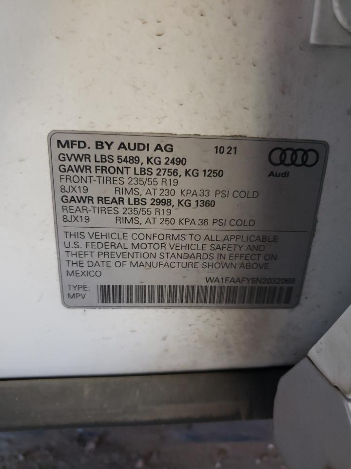 Lot #2962548760 2022 AUDI Q5 PRESTIG