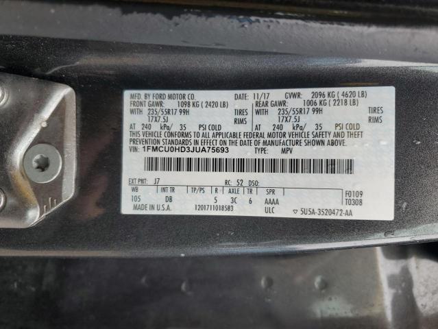 VIN 1FMCU0HD3JUA75693 2018 Ford Escape, Sel no.13