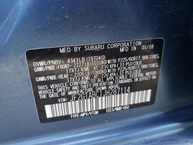 2018 SUBARU CROSSTREK - JF2GTABC1JH287114