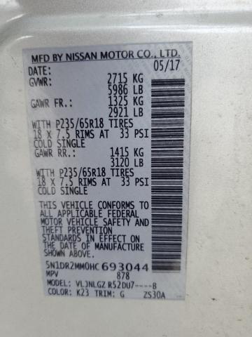 2017 NISSAN PATHFINDER - 5N1DR2MM0HC693044