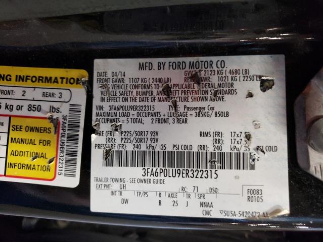 VIN 3FA6P0LU9ER322315 2014 Ford Fusion, Se Hybrid no.12