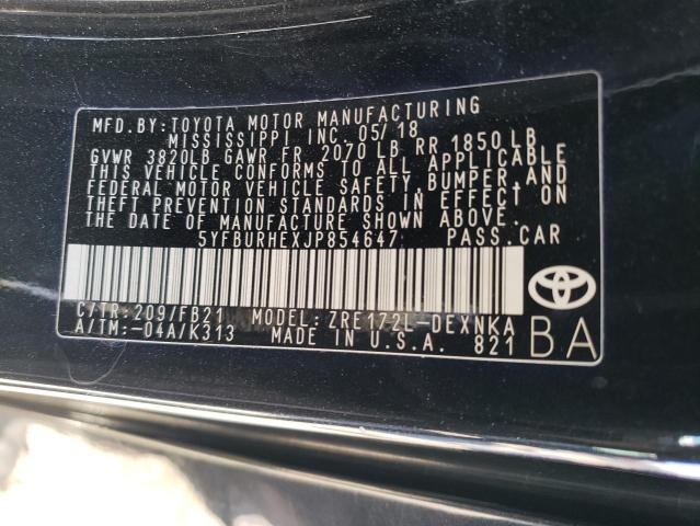 VIN 5YFBURHEXJP854647 2018 Toyota Corolla, L no.13