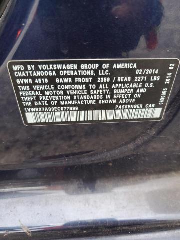 VIN 1VWBS7A33EC077999 2014 Volkswagen Passat, SE no.12