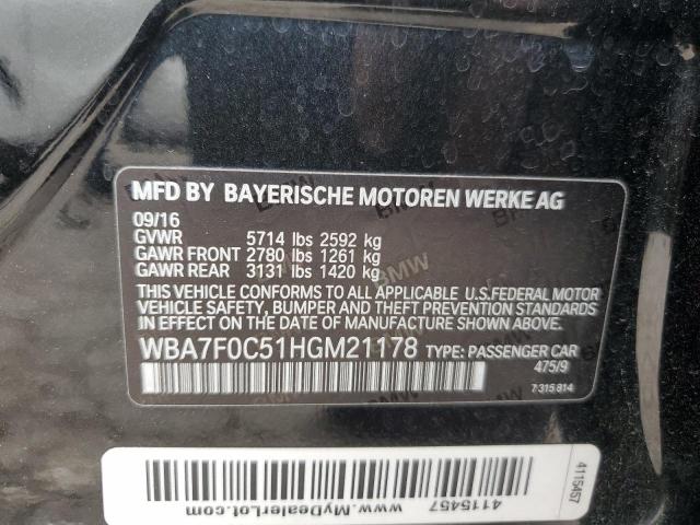 VIN WBA7F0C51HGM21178 2017 BMW 7 SERIES no.13