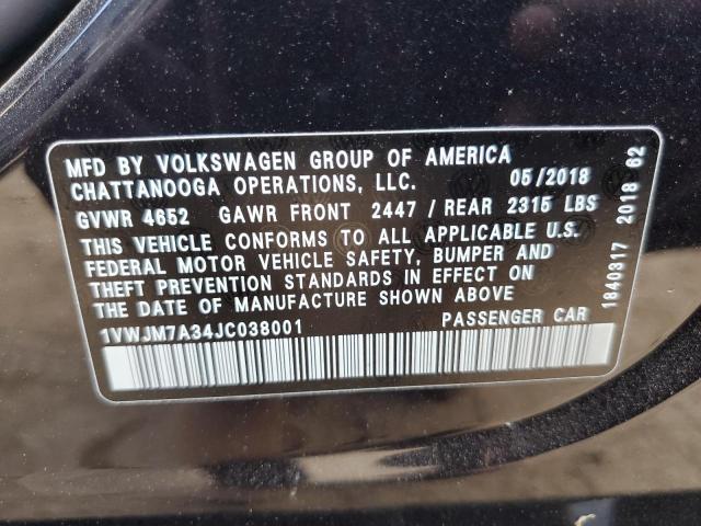 2018 VOLKSWAGEN PASSAT GT 1VWJM7A34JC038001