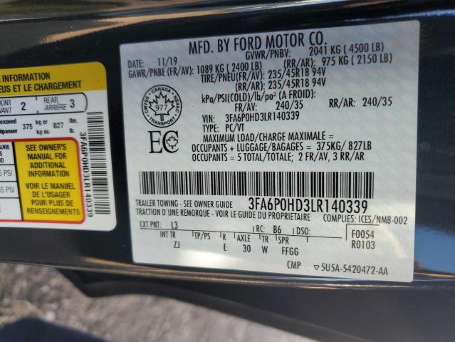 2020 FORD FUSION SE 3FA6P0HD3LR140339