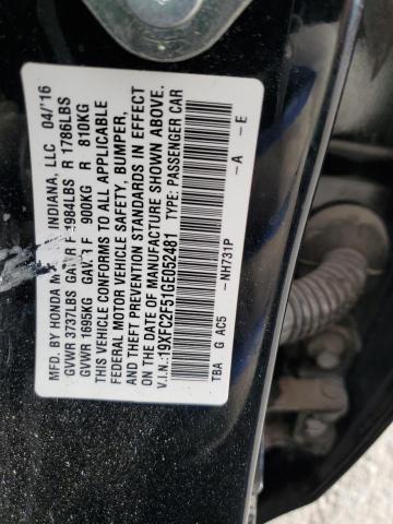 VIN 19XFC2F51GE052481 2016 Honda Civic, LX no.13