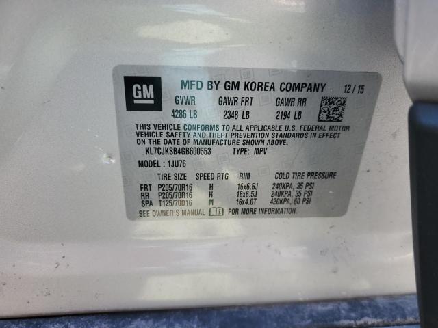 2016 CHEVROLET TRAX - KL7CJKSB4GB600553