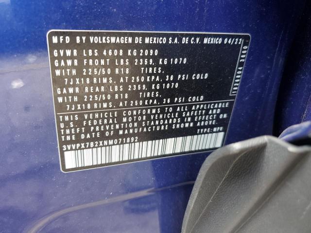 2022 VOLKSWAGEN TAOS SE IQ - 3VVPX7B2XNM071892