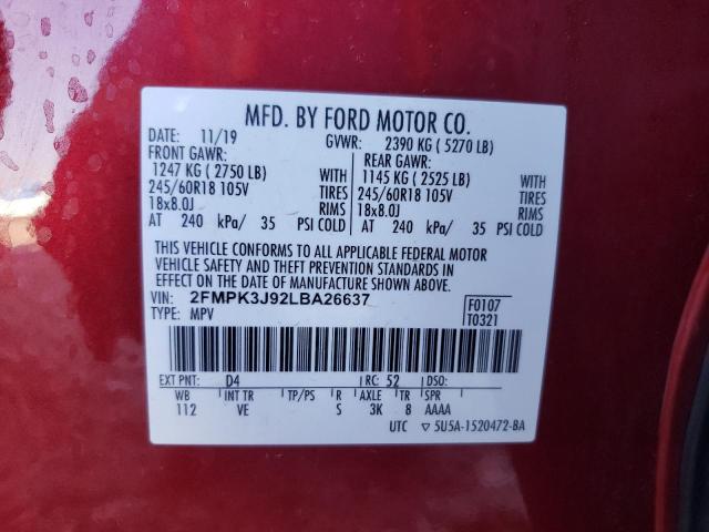 2020 FORD EDGE SEL - 2FMPK3J92LBA26637