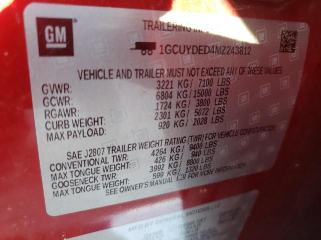 2021 CHEVROLET SILVERADO - 1GCUYDED4MZ243812