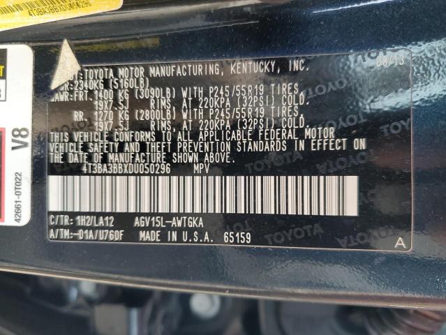 VIN 4T3BA3BBXDU050296 2013 Toyota Venza, LE no.13