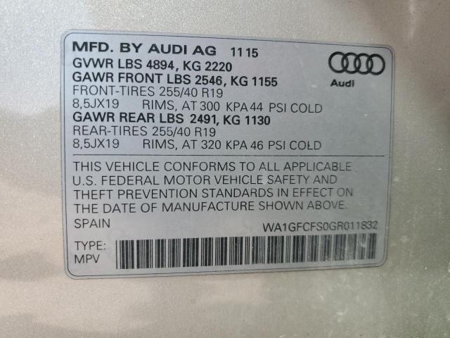 VIN WA1GFCFS0GR011832 2016 Audi Q3, Prestige no.13