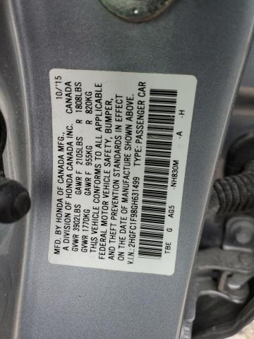 2016 HONDA CIVIC TOUR - 2HGFC1F98GH631499