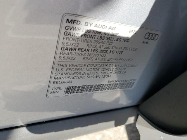 2022 AUDI E-TRON SPO WA13AAGE5NB036340