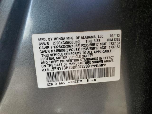 VIN 5FNYF3H20DB022709 2013 Honda Pilot, LX no.13