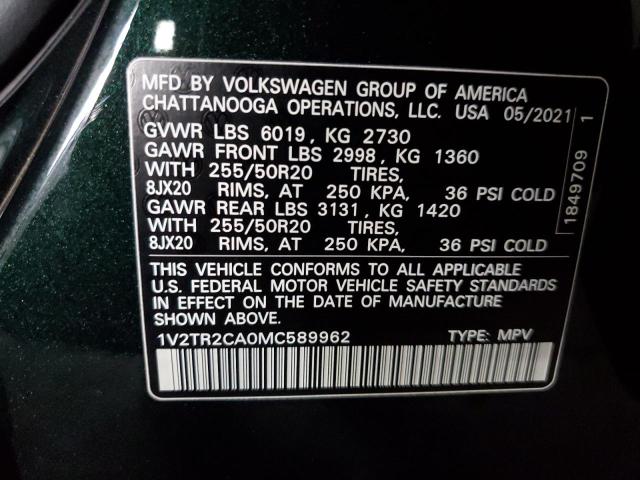 VIN 1V2TR2CA0MC589962 2021 Volkswagen Atlas, Sel Pr... no.13