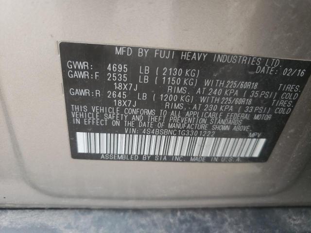 2016 SUBARU OUTBACK 2. - 4S4BSBNC1G3301222