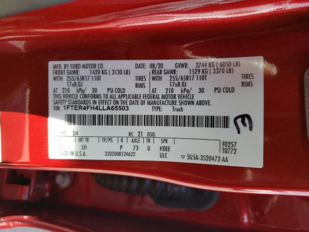 2020 FORD RANGER XL - 1FTER4FH4LLA65503